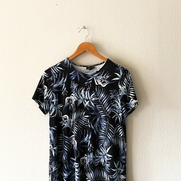 J. Jill blue and white leaf print dress short sleeve Wearever Collection M - Picture 2 of 7